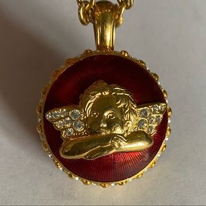 Long necklace with angel locket